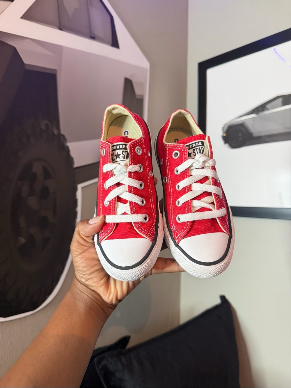 Converse Kids Low Top Canvas Sneakers in Red with White Accents